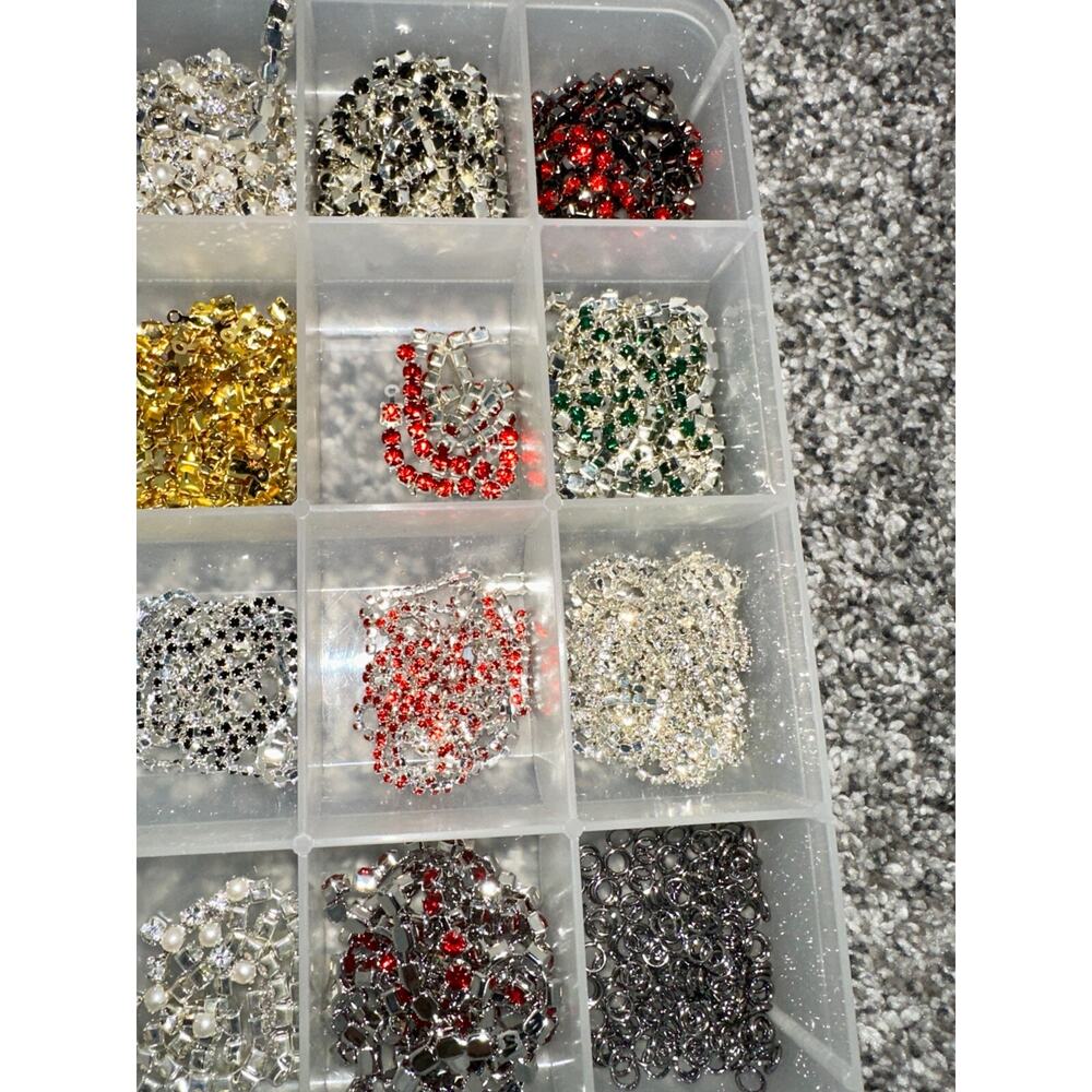 Large Lot Cupchains Rhinestone Crystal Glass Bead Chains · Silver · Gold · Clear - Picture 5 of 8